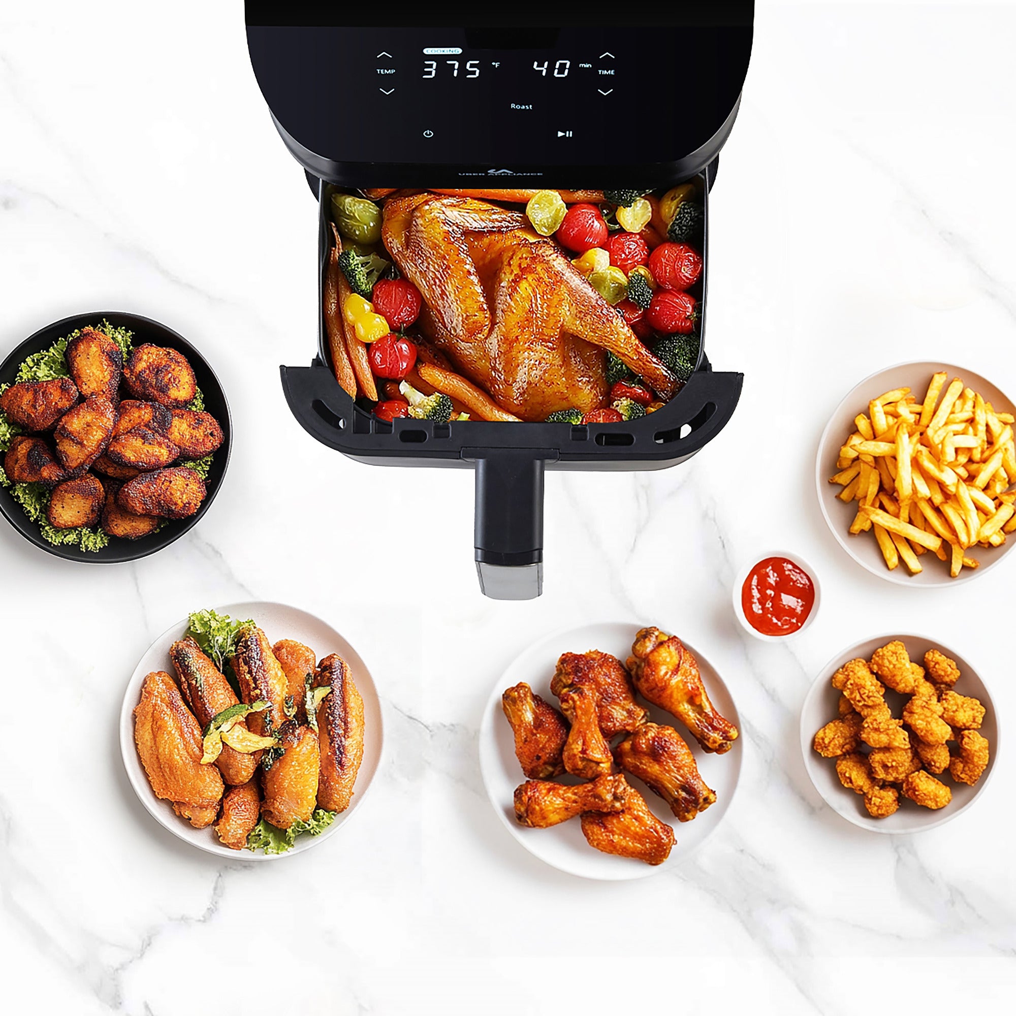 Uberappliance Air Fryer XL Deluxe - 5Qt PFOA/PTFE Free Ceramic Non Stick