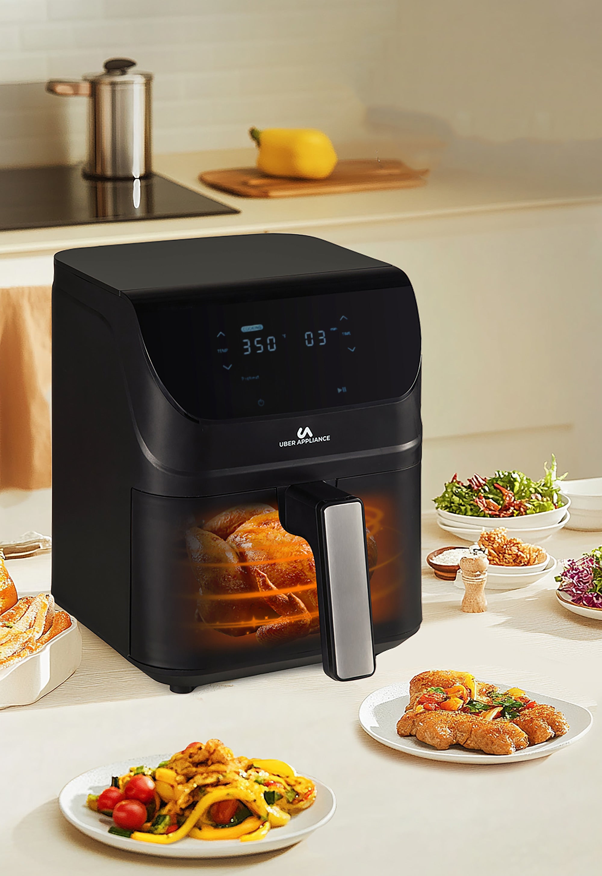 Uberappliance Air Fryer XL Deluxe - 5Qt PFOA/PTFE Free Ceramic Non Stick