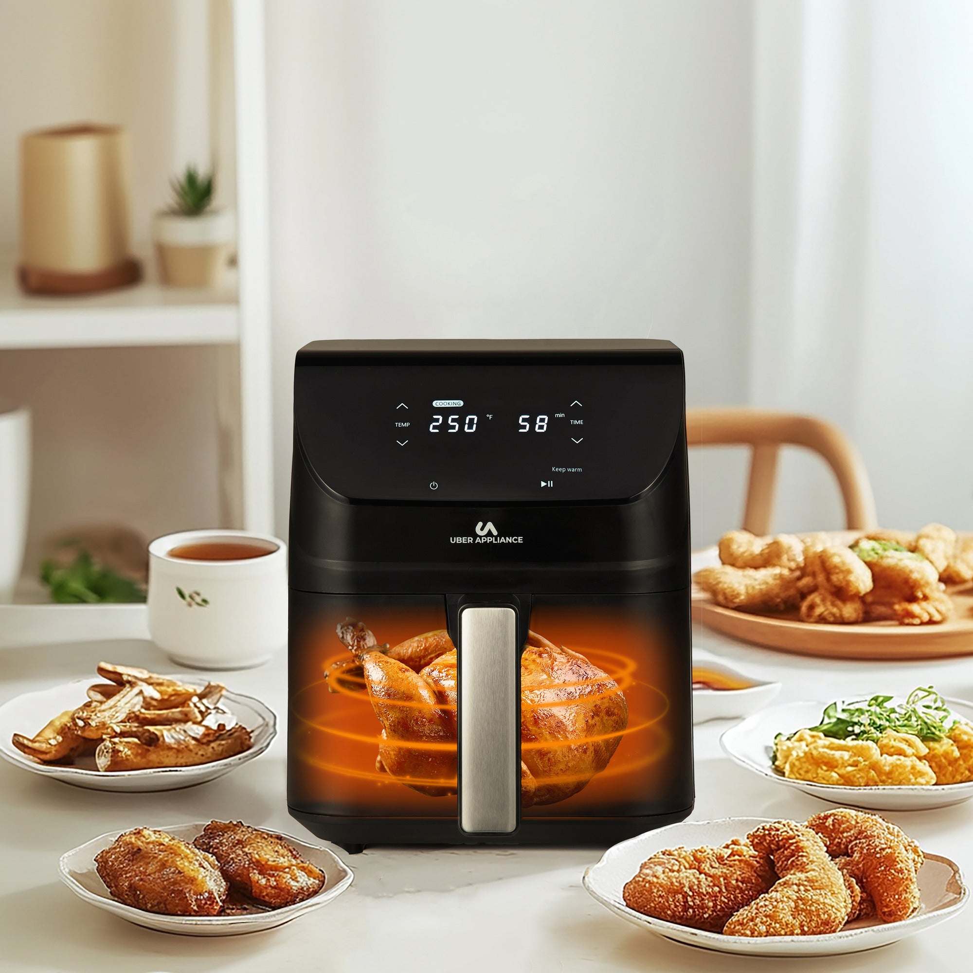 Uberappliance Air Fryer XL Deluxe - 5Qt PFOA/PTFE Free Ceramic Non Stick