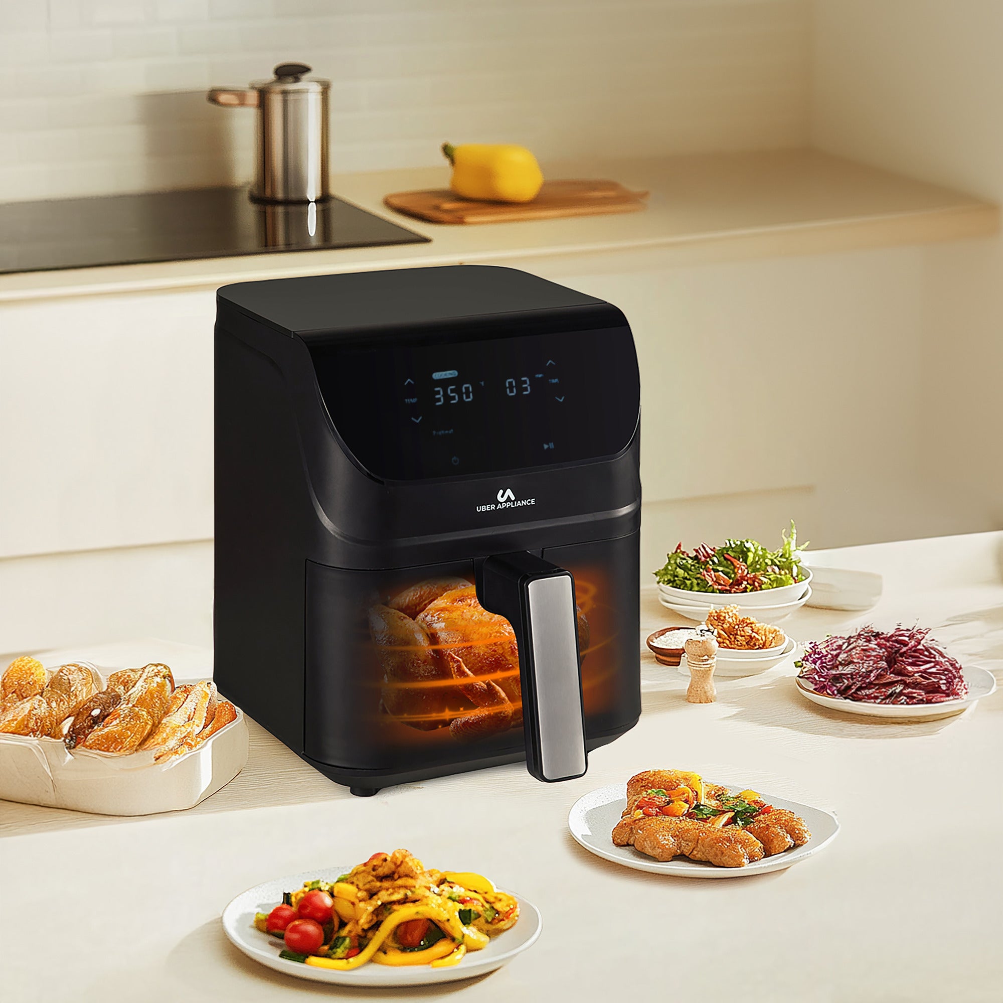 Uberappliance Air Fryer XL Deluxe - 5Qt PFOA/PTFE Free Ceramic Non Stick