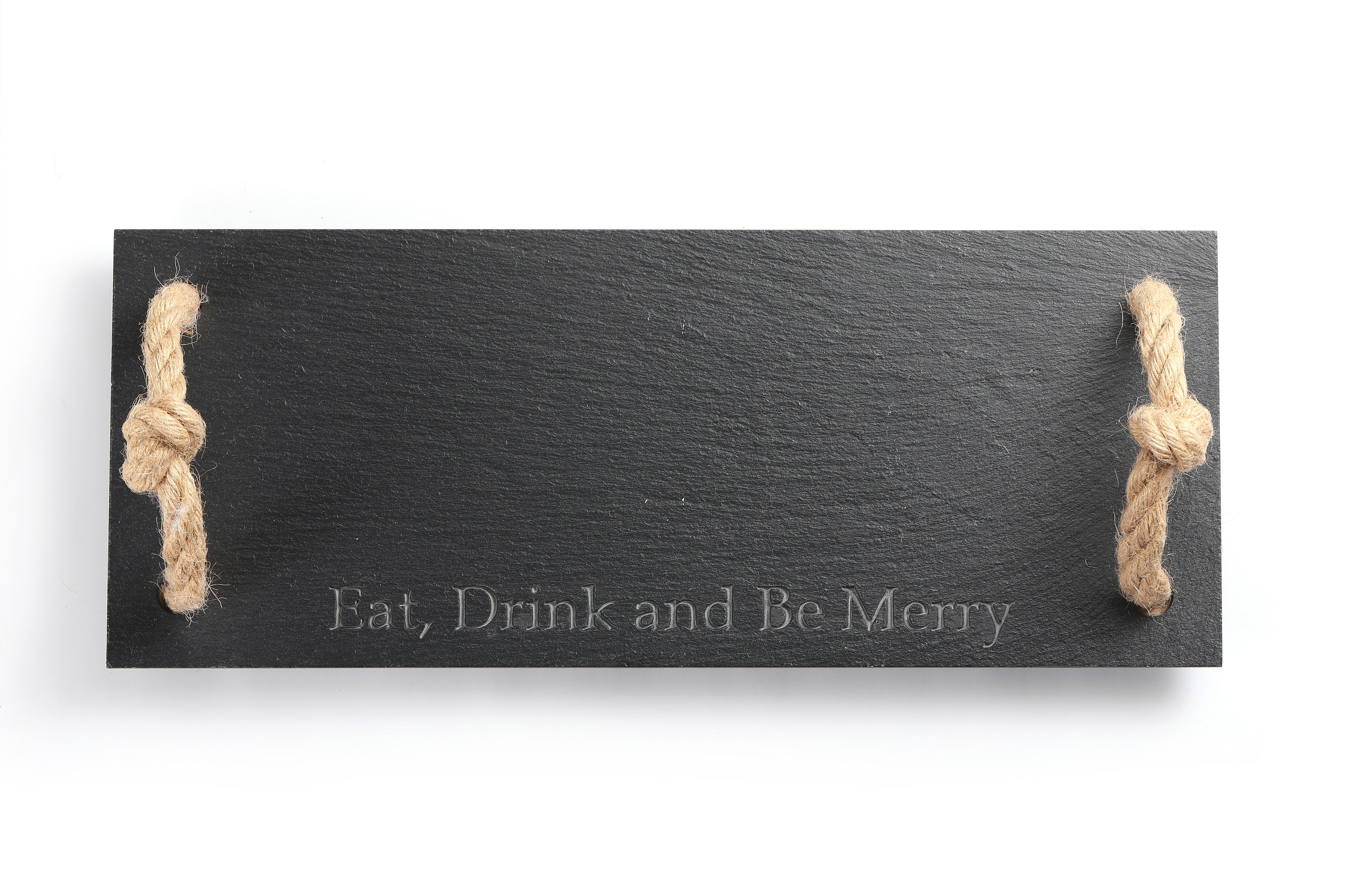 Rectangular Slate Stone Serving Tray with Jute Rope Handles
