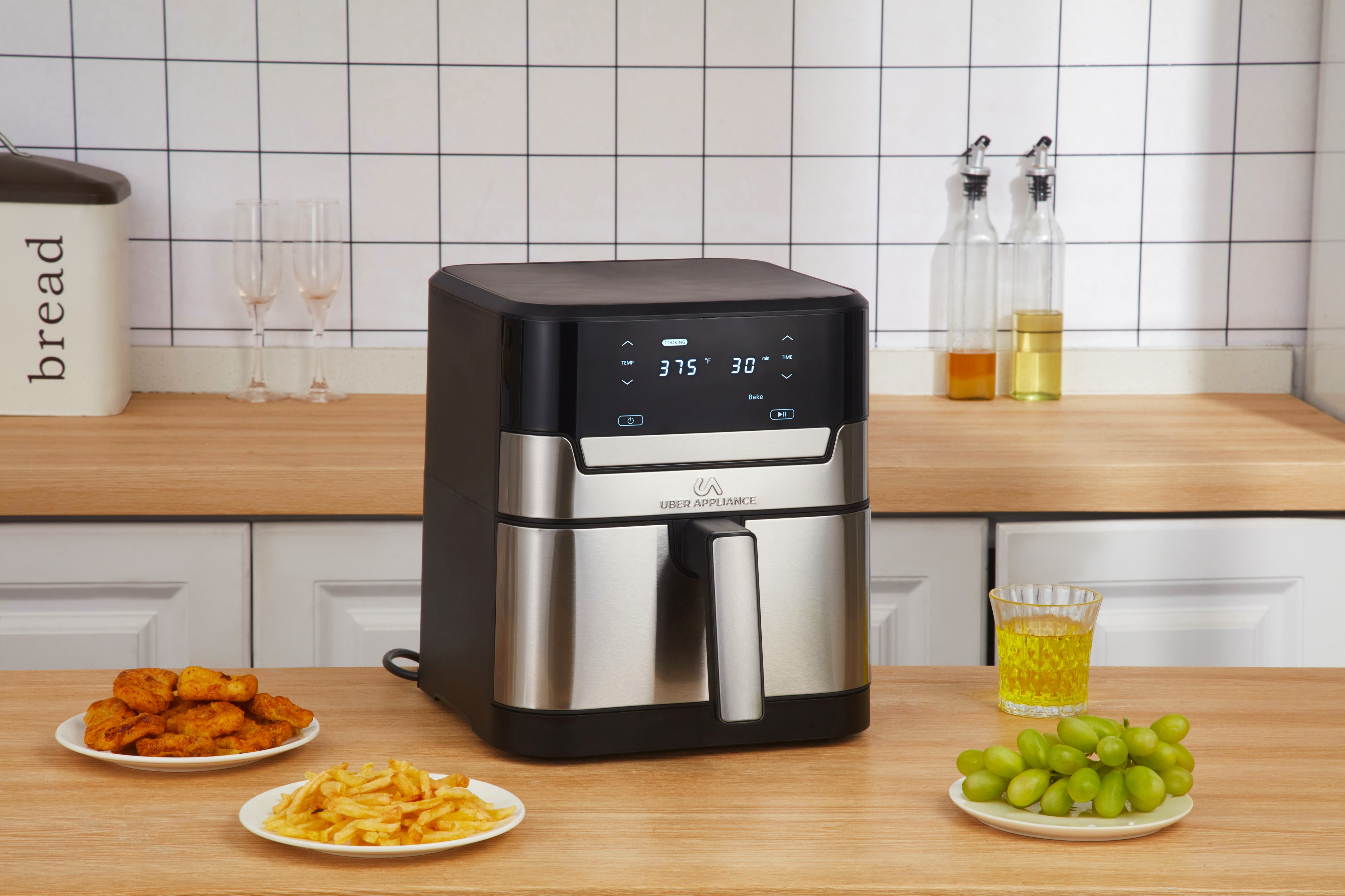 Uberappliance Air fryer XL Premium Ceramic Coated PTFE PFOA Free - 7QT SS