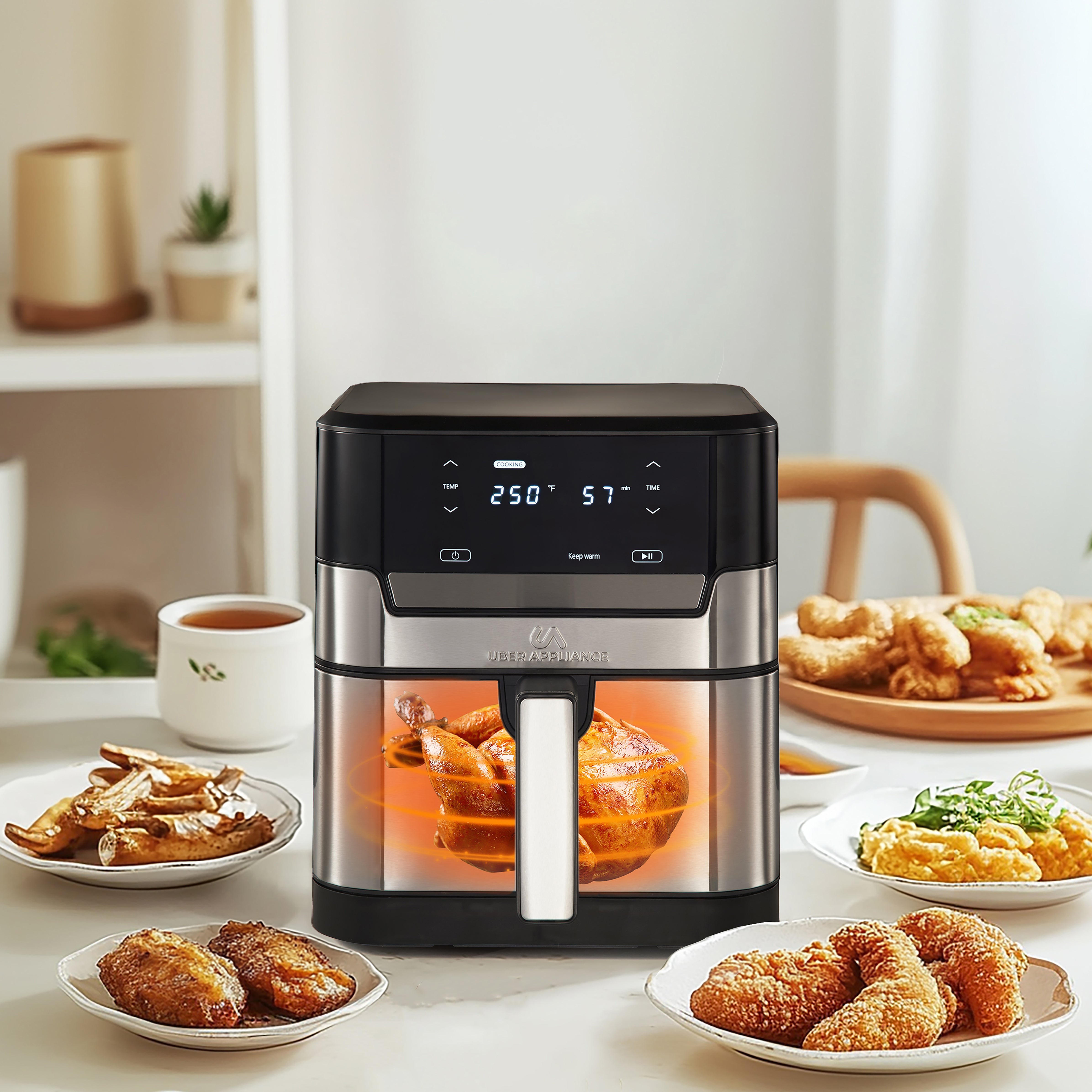 Uberappliance Air fryer XL Premium Ceramic Coated PTFE PFOA Free - 7QT SS