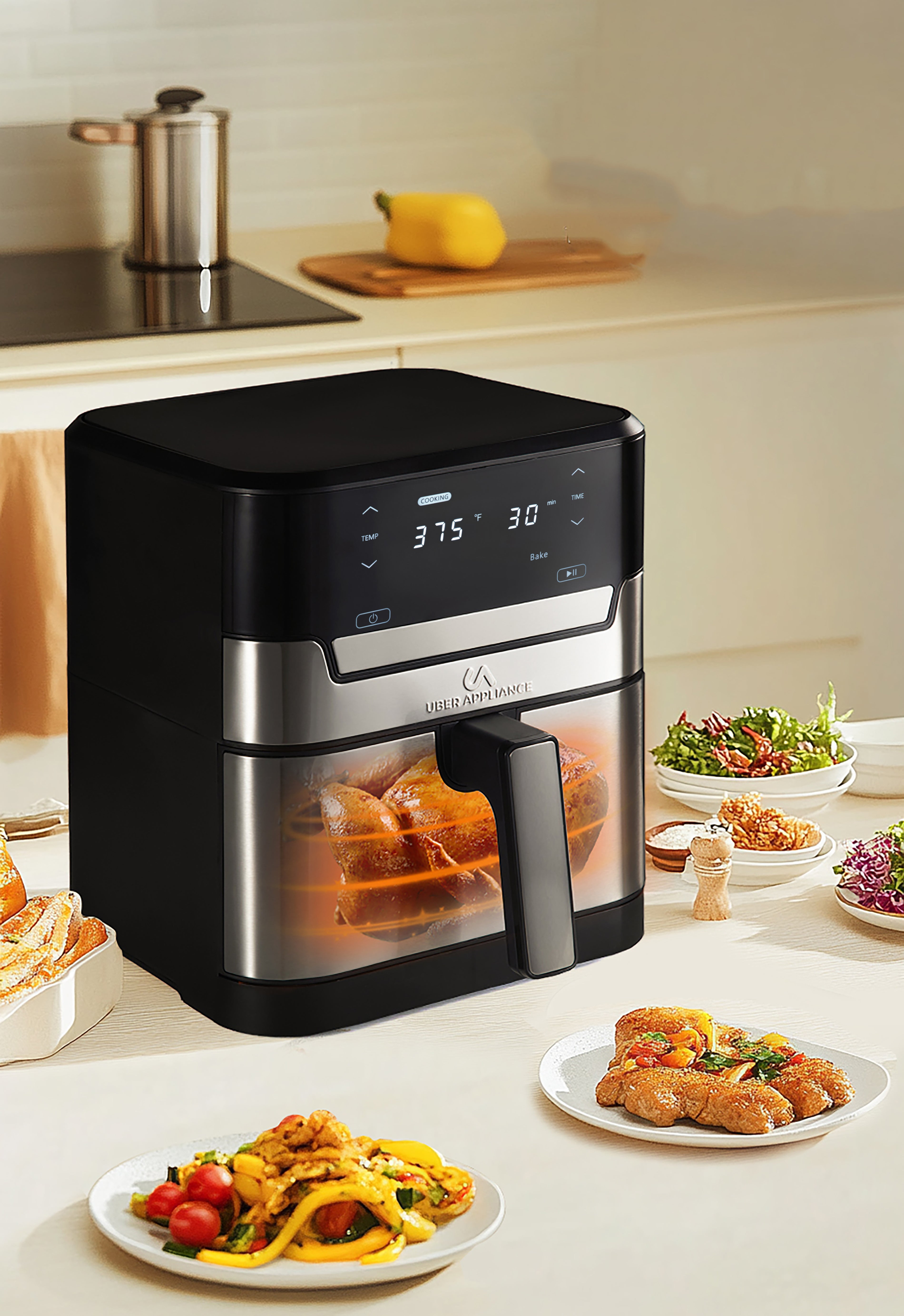 Uberappliance Air fryer XL Premium Ceramic Coated PTFE PFOA Free - 7QT SS