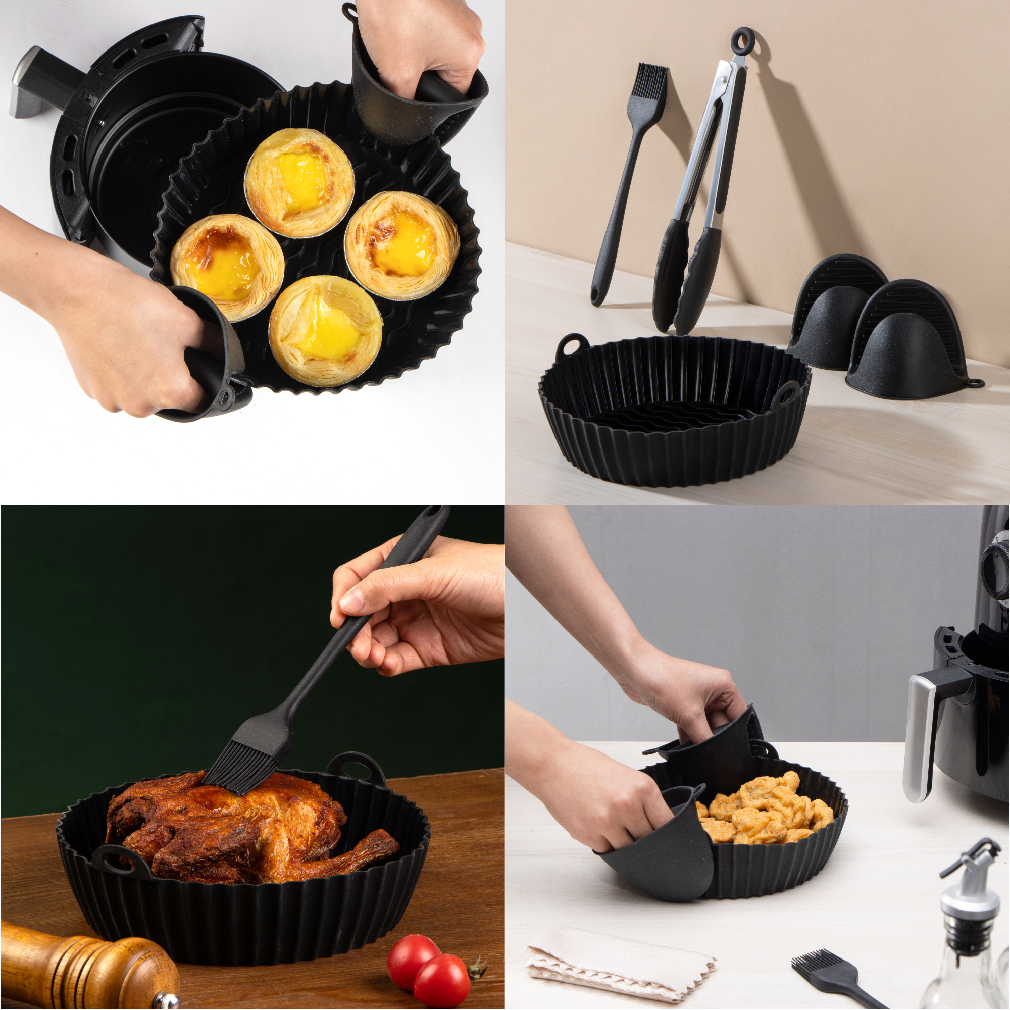 Uberappliance Air fryer silicone liner reusable 4-7 Qt kit